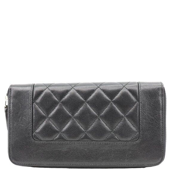 Chanel  Mademoiselle Vintage Quilted Leather Zip Around Wallet Black - Picture 3 of 15